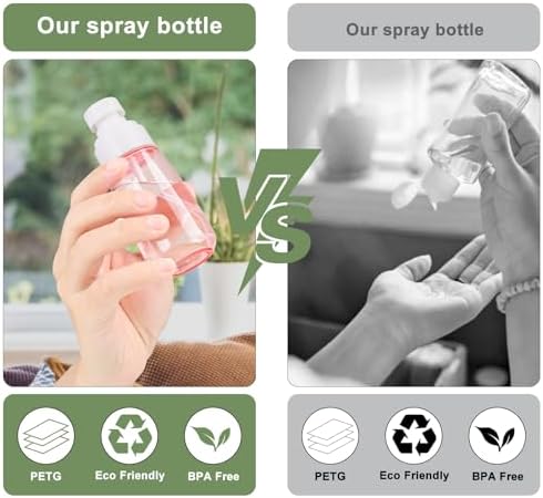Small Spray Bottle, Travel Spray Bottle 2 Pack, Fine Mist Spray Bottle for Essential Oils, Refillable Travel Containers Plastic Hair Spray Bottle Sprayer for Perfume Skincare Makeup Lotion (2oz 60ml) - Image 2