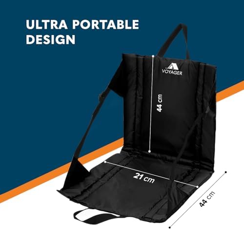 Voyager 2 Pack Folding Camping Chair - Lightweight & Portable with Carry Handle, Back Support, Adjustable Straps & Pocket - Durable & Waterproof for Festivals, Stadiums, Hiking & Garden (Black) - Image 2