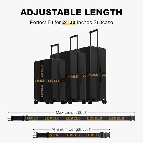 LEVEL8 Luggage Straps for Suitcase, Adjustable Belts Travel Accessories (Black, 2 PCS Set) - Image 4