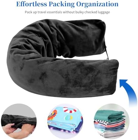 Stuffable Travel Pillow for Airplane, Soft Plush Neck Pillow Stuff with Clothes, Travel Essentials for Going Out by Car or Plane - Image 2