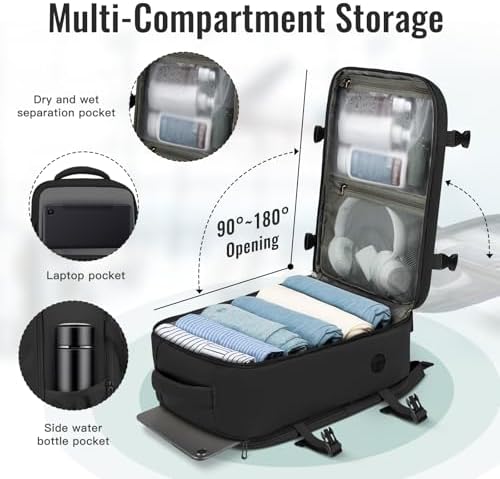 Cabin Bags 40x20x25 for Ryanair Underseat Carry-ons Bag, Hand Luggage Bag Cabin Backpack Travel Backpack Cabin Size 20L - Black - Image 3