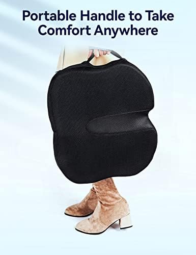 Travel Ease Ergonomic Seat Cushion, Premium Gel Memory Foam Chair Pad with Anti-Slip Base for Long Hours Sitting Comfort, Hip Support Pillow for Office Chair, Car Seat, Gaming Chair (Black) - Image 7