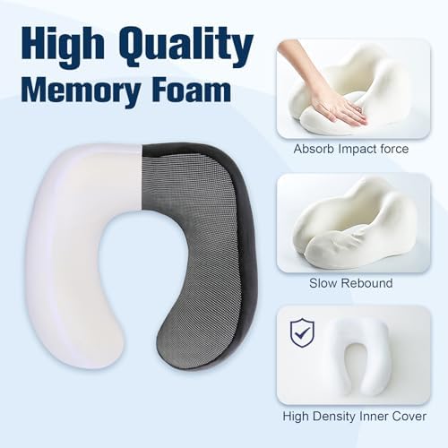 Travel Pillow for Airplane, Neck Pillow for Travel, Memory Foam Travel Neck Pillow for Adults, Adjustable & Compact Flight Pillow, Ergonomic Neck Cushion, With Ear Plugs, Eye Mask, Carry Bag - Image 5