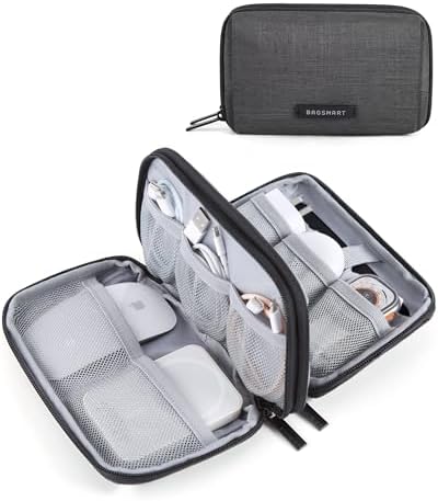 bagsmart Electronics Organizer Travel Case, Cable Organiser Pouch, Travel Essentials, Tech Organiser, Travel Accessories Bag for Charging Cable, Flash Drive, Power Bank, USB, Black