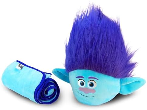 Trolls Armrest Buddy Stuffed Plush Travelling Toy With Blanket 13” - Kids Ultimate Travel Pillow Companion Set (Branch)