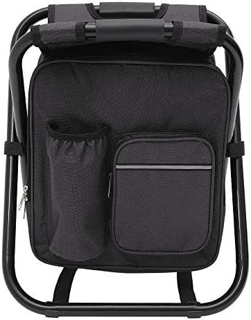 Folding Camping Chair Stool Oxford Fabric Waterproof Folding Camping Chair Fishing Tackle Seat Table Bag Compact Lightweight Bag for Outdoor Fishing Travel Hiking Beach ravelling Subway (Black) - Image 3