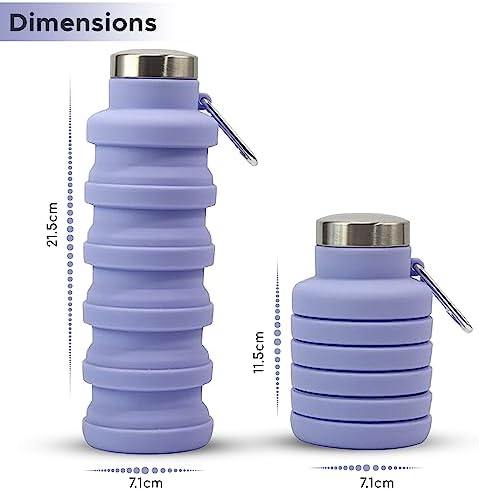 Collapsible Water Bottle Uk Brand Bpa Free Silicone Travel Essential Foldable Gym Bottle Leakproof Hiking Camping Accessories Cycling Bottle Yoga Bottle Kids 500ml - Image 4