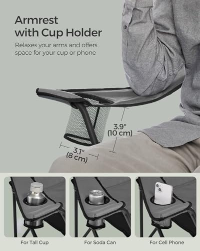 SONGMICS Foldable Camping Chair, with Comfortable Sponge Seat, Cup Holder, Heavy Duty Structure, Max Load Capacity 250 kg - Image 8