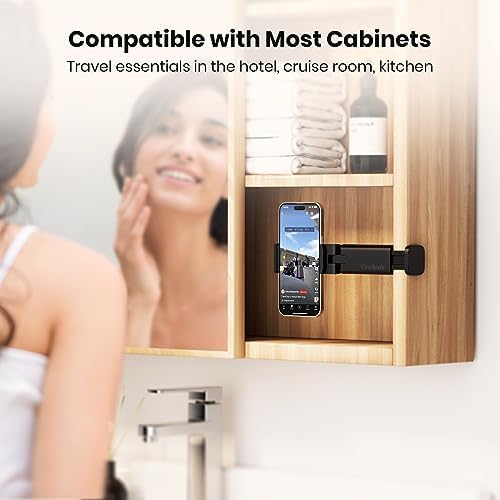 Airplane in Flight Phone Holder,Klealook 4 in 1 Adjustable Phone Stand for Travel,360°Rotating Desk Clamp,Portable Foldable Hook,Universal Mount for Home/Office-Black - Image 6