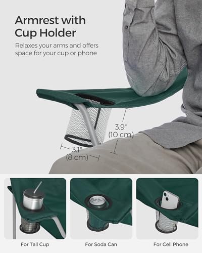 SONGMICS Set of 2 Folding Chairs, Camping Chairs, Comfortable Heavy Duty Structure, Max. Load 150 kg, with Drink Holder, Outdoor Chair - Image 7