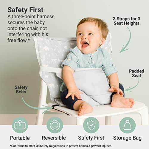 BabyToLove Pocket Seat | Portable High Chair | Lightweight On The Go and Easy to Carry | Travel Must Have | Green Tropic - Image 2