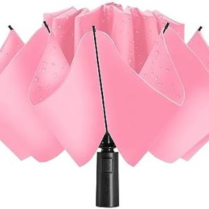 Umbrella Reverse Close Folding Windproof Travel Umbrella - Compact and Portable for Easy Carrying with Auto Open-Close - for Men and Women