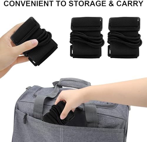 2 Pcs Elastic Fastening Belt for Luggage, Adjustable Luggage Straps for Suitcases Attach Bags, Portable Travel Suitcase Accessory (2 Black) - Image 5