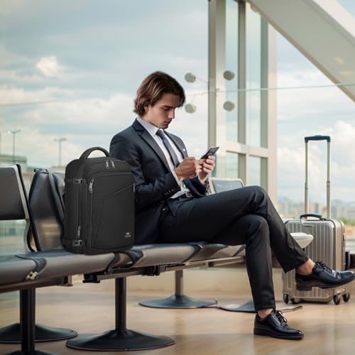 MATEIN Expandable Ryanair Cabin Bags 40x20x25 Underseat, Travel Backpack Cabin Size 20L, Ryanair Underseat Bag 40x20x25, Rucksack for Plane Hand Luggage Backpack, Casual Daypack for Airlines, Black - Image 2