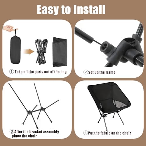 Folding Camping Chair Portable Ultralight Chairs, Compact Lightweight Camping Chair with Carry Bag, Sturdy Outdoor Folding Chairs for Travel, Hiking, Camp, Fishing - Image 5