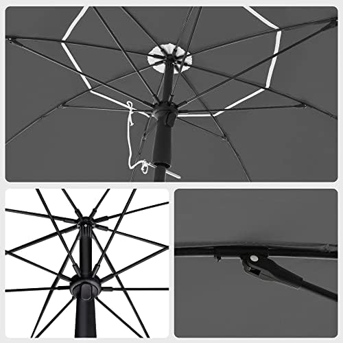 SONGMICS 1.6 m Parasol, Beach Umbrella, UPF 50+, Sun Protection, Portable Octagonal Polyester Canopy, Fibreglass Ribs, Tilt Mechanism, Carry Bag, for Beach Garden Balcony Pool, Grey GPU060G01 - Image 6