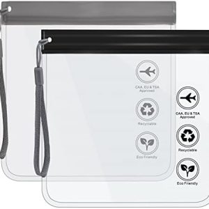 Clear Travel Toiletry Bag - Airport Security Liquids Bags, Airport Liquid Bag 20 x 20cm TSA Approved, Travel Accessories/Holiday Essentials Makeup Bags/HangLuggage for Men Women