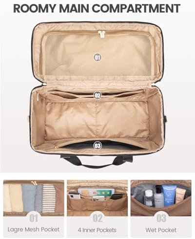 LOVEVOOK Travel Bags for Women, Large Opening Hospital Weekend Overnight Maternity Duffel Gym Bag, Carry On Holdall Cabin Hand Luggage Flight Womens Bag with Shoe Pocket - Image 4