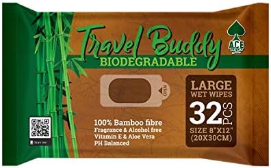 Large Body Wet Wipes Biodegradable - No Rinse Bath Or Shower Bamboo Wipe - Gym, Travel, Camping, Backpacking, Hiking, Pets, Festival Essentials/Accessories, 32 Wipes(8"X12"/20X30CM)