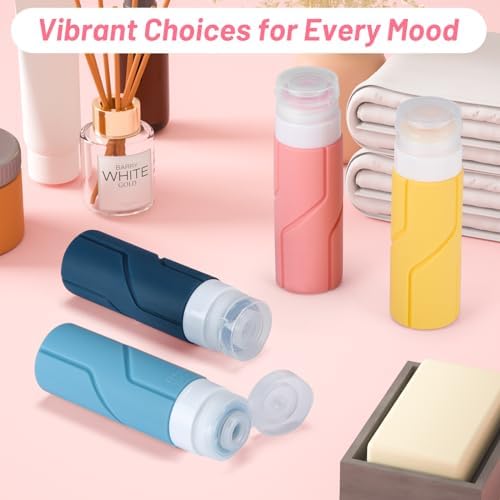 Alyvisun 4 Pack Silicone Travel Bottles for Toiletries, [Refillable & Leak-proof] Travel Containers, 100ml Small Size Squeezy Bottles for Shampoo, Lotion, Cosmetic, Mixed Colors - Image 7