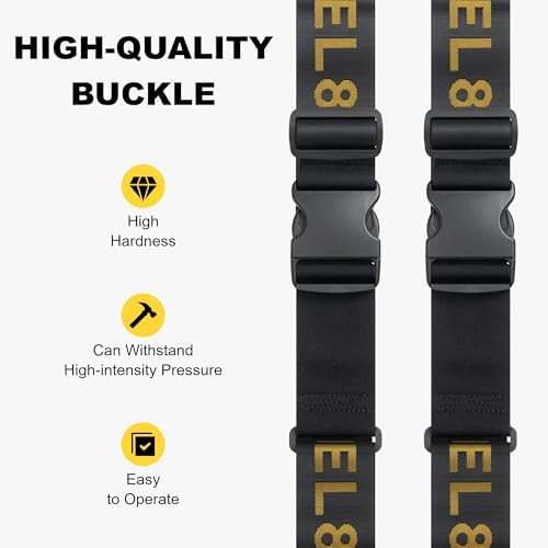 LEVEL8 Luggage Straps for Suitcase, Adjustable Belts Travel Accessories (Black, 2 PCS Set) - Image 5