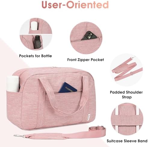 for Easyjet Cabin Bag 45X36X20 Underseat Travel Duffel Bag Holdall Tote with Wet Pocket Carry on Luggage Overnight for Women and Men 25L (Pink) - Image 6