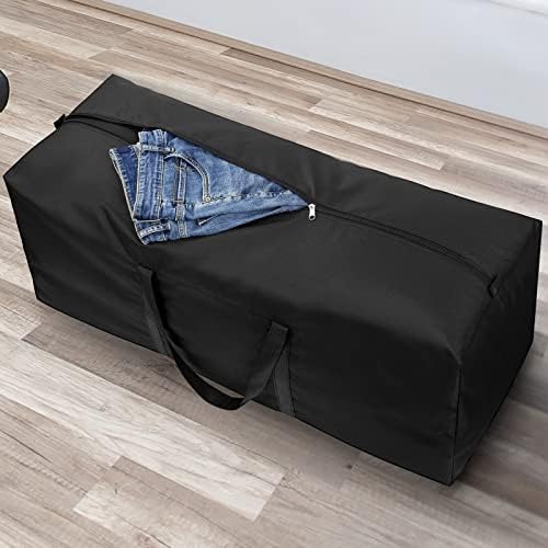 3 Pack 100L Capacity Travel Duffle Bag, Large Holdall Folding Heavy Duty 600D Oxford Fabric Long Storage Luggage Bags with Zips for Moving Camping (Black) - Image 5