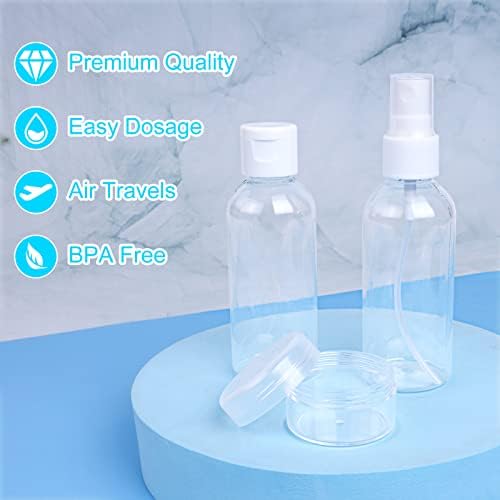 flintronic 6Pack Transparent Travel Bottles, 80ML Refillable Travel Bottles, Travel Bottles Set for Toiletries Shampoo Cosmetic Liquid with 2*Cream Box,2*Dropper,2*Funnel,2*Sheet Label,1*Brush - Image 3