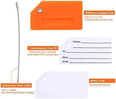 Silicone Luggage Tag with Name ID Card Perfect to Quickly Spot Luggage Suitcase by Ovener (Orange 2 Pack Tags) - Image 3