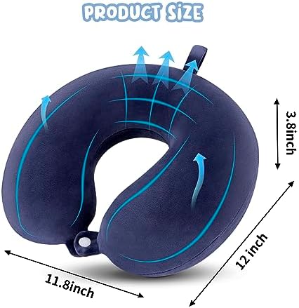Travel Pillow Neck Pillow Memory Foam Travel Pillows Head Support Cushion for Airplane Train Car Office Travel Essential Flight Pillows for a Long Hauls Sleeping Rest (Navy Blue) - Image 5