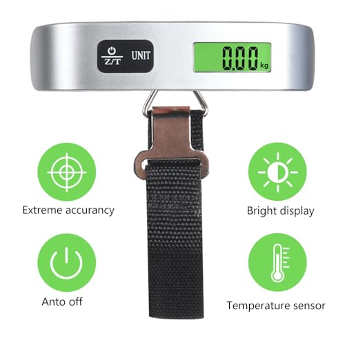 VERSA ESSENTIALS Digital Suitcase Scale, Portable 50KG Travel Hanging Scale, Temperature Sensor and Battery Included - Image 3