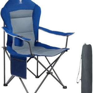 EVER ADVANCED Camping Chairs for Adults Heavy Duty Folding Chair Up to 160kg Oversized with High Back & Cup Holder & Side Pocket Comfy Camp Fold Up Chair