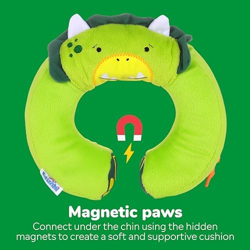 Trunki Kid's Travel Neck Pillow And Chin Rest | Support Sleepy Heads in the Car Seat, Plane, Bike or Pram | Yondi SMALL Dudley Dinosaur (Green) - Image 4