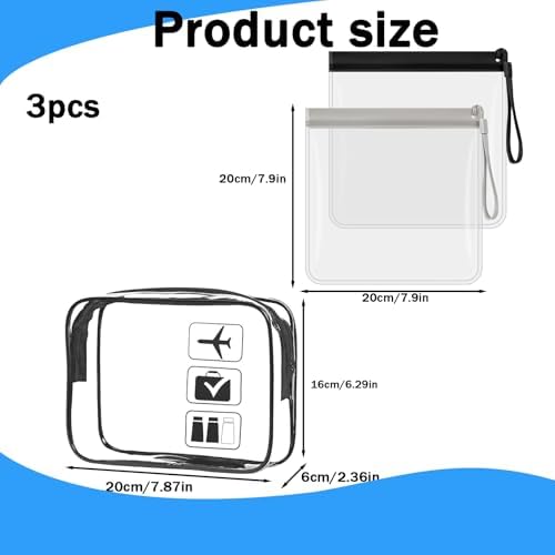 3-Piece Set Toiletry Bag, Travel Essentials, Clear Travel Toiletries Bag, Portable Waterproof Cosmetic Bags, Toiletry Bags for Accessories Wash for Women and Men - Image 2
