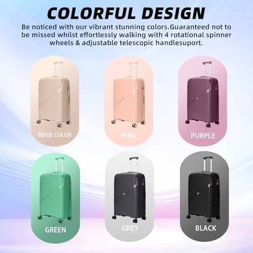 24" Medium Suitcase Luggage Suitcase 4 Wheel Lightweight Medium Size 15kg - 20kg Travel Case Hardshell ABS Check in with Combinaton Lock - Image 5