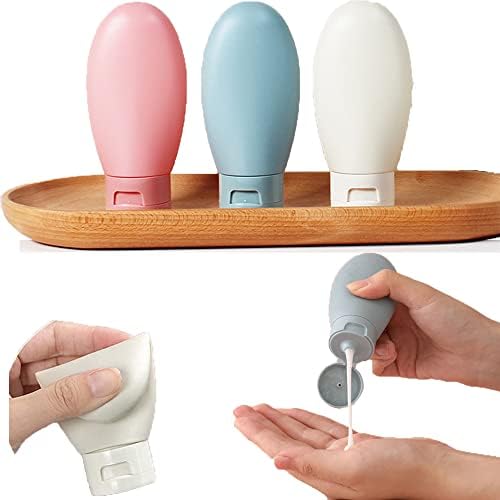 DDUP 3 Pcs Travel Bottles Set,60ML Travel Bottles & Containers,Small Mini Empty Plastic Squeeze Bottles for Travel Toiletries,Shampoo and Conditioner with Storage Bag(Multicolor)