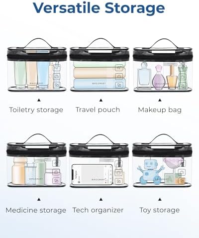 BAGSMART TSA Clear Toiletry Bag,2 Pack PVC Makeup Cosmetic Bag Organizer,Quart Size Travel Bag for Toiletries,Carry-on Travel Accessories Essentials,Purple-2pcs - Image 6