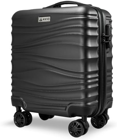 AVIO Wave Cabin Suitcase 45x36x20cm - Lightweight Double Wheel Luggage Bag, 2 Internal Pockets, Telescopic Handle 3 Heights, Durable ABS Hard Shell - Approved by Most Airlines