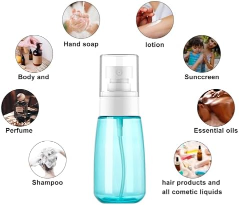 Small Spray Bottle, Travel Spray Bottle 2 Pack, Fine Mist Spray Bottle for Essential Oils, Refillable Travel Containers Plastic Hair Spray Bottle Sprayer for Perfume Skincare Makeup Lotion (2oz 60ml) - Image 4