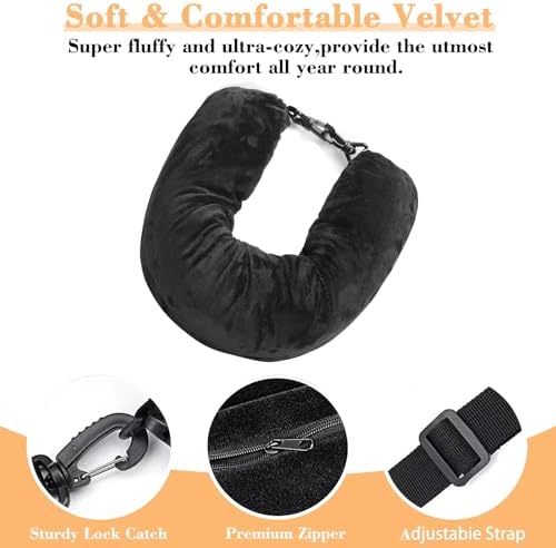 Stuffable Neck Pillow for Travel, 80 * 18.5cm Stuffable Travel Pillow with Adjustable Straps, Travel Pillow Stuffable with Clothes, Neck Pillow Stuffable for Extra Luggage Travel Essentials(Black) - Image 3