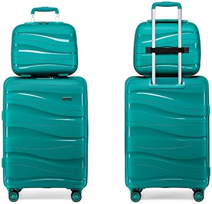 Kono Luggage Sets of 2 Piece Lightweight Polypropylene Hard Shell Suitcase with TSA Lock Spinner Wheels Travel Carry On Hand Cabin Luggage with Beauty Case (Set of 2, Turquoise) - Image 9