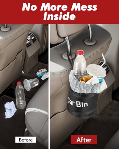 Zacro Car Bin with 5 Garbage Bags - Foldable and Water Resistant Auto Trash Bag Camp for Garbage and Litter Storage and Collection - Image 5
