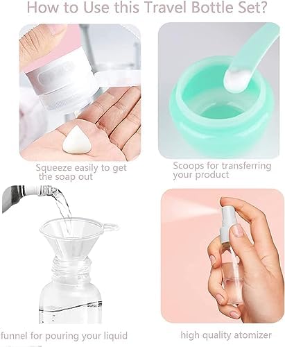 Anuige Travel Bottles,Travel Bottles for Toiletries,Leak Proof Refillable Silicone Travel Containers,Travel Containers for Shampoo Conditioner Lotion Body Wash(14 Pack) - Image 3