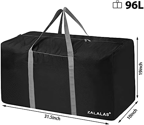 Travel Duffle Bag, 96L Extra Large Lightweight Holdall Bag, Foldable Duffel Bag for Men Women, Black - Image 2