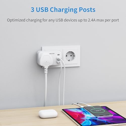 UK to European Plug Adapter with USB C,Travel Plugs UK to EU for Germany,France,Spain,Turkey,Greece and Iceland, - Image 7