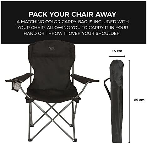 Highlander Camping Chair - Compact & Lightweight Folding Chair, 2.2kg, Portable Chair for Outdoors, Durable Steel Frame Arm Chair with Cup Holder - Image 5