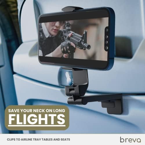 BREVA Airplane Phone Holder, 360 Degree Rotation Plane Phone Holder, Universal Adjustable Phone Stand, Travel Accessories for Flying, Hands-Free Phone Holder for Plane - Image 2