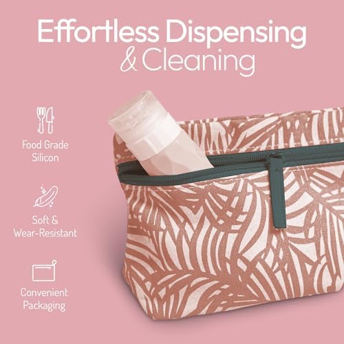 Silicone Travel Bottles for Toiletries with Clear Bag- 4 Pack Holiday Essentials Travel Bottles for Toiletries- Refillable Shampoo and Conditioner Bottle-Leakproof, Squeezy Travel Accessories (Rose) - Image 4