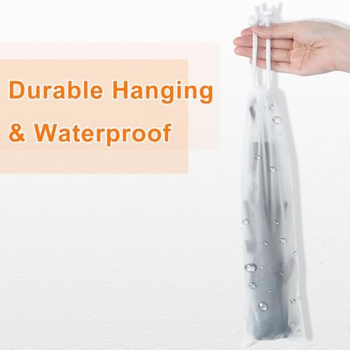 sourcing map 12pcs Umbrella Bags 25.2"x4.3" Wet Umbrella Sleeve Cover Reusable Folding Umbrella Storage Bag with Drawstring for Folding Travel Umbrellas, White - Image 5