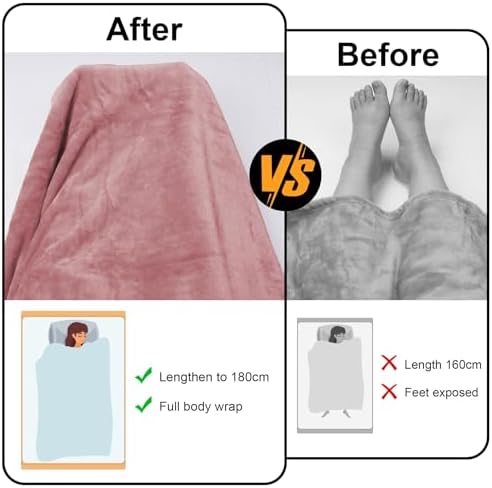 DAWNTREES Extended Travel Blanket Airplane,180x180 cm Travel Essentials Gifts on Airplane,Camping,Car,2 in 1 Airplane Blanket with Soft Bag Pillowcase,Hand Luggage Sleeve and Backpack Clip. - Image 7